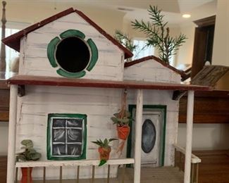 #58	Wood Painted House Birdhouse - 10.5x11x11	 $30.00 
