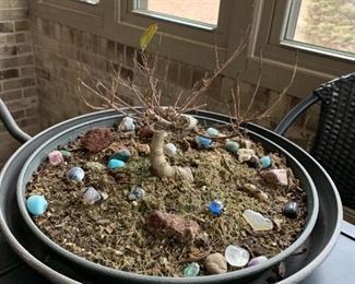 #86	Bonsai Tree in Round Planter w/Jemstone Rocks 	 $20.00 
