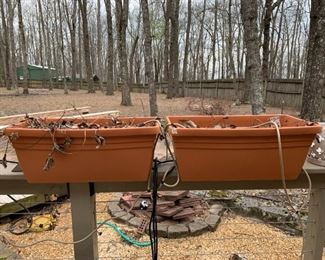 #96	Set of 2 Plastic Rectangular Planters w/bottom Groove for hanging on Rail 	 $20.00 
#97	Set of 2 Plastic Rectangular Planters w/bottom Groove for hanging on Rail 	 $20.00 
