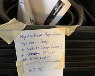 #129	Hydrofarm Aqua Grow system - Pump, 6 Buckets (inner & Outer) 2  -2000W Phlizon Led grow lights	 $375.00 
#130	Hydrofarm Aqua Grow system - Pump, 6 Buckets (inner & Outer) 2  -2000W Phlizon Led grow lights	 $375.00 
