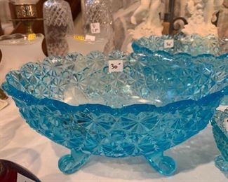 #143	Vintage Daisy & Button Blue Footed Dish	 $30.00 
