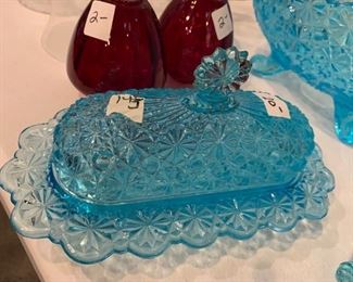 #145	Vintage Blue Daisy & Button Covered Butter Dish	 $20.00 
