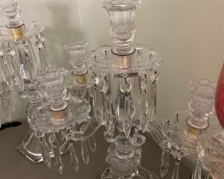 #177	Pair of 3 candle Candelabras w/prisms 	 $50.00 
