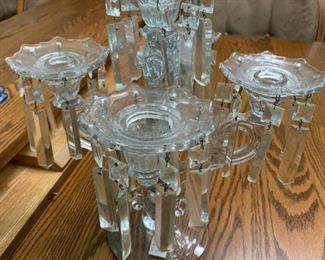 #178	Glass Candelabra w/glass prisms (missing 5 prisms)	 $45.00 
#179	Glass Candelabra w/glass prisms	 $75.00 
