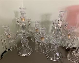 #178	Glass Candelabra w/glass prisms (missing 5 prisms)	 $45.00 
#179	Glass Candelabra w/glass prisms	 $75.00 
