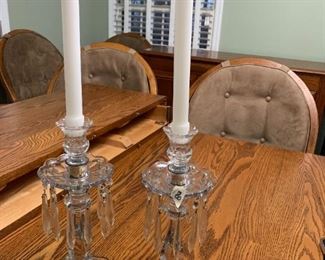 #180	Pair of Glass Candelabras w/glass prisms	 $75.00 

