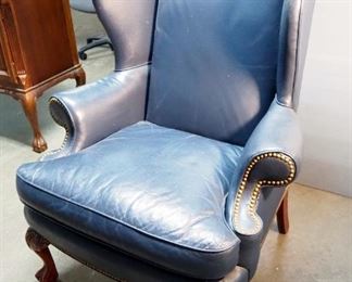 Upholstered Wing Back Chair With Removable Cushion, Nailhead Trim And Ball And Claw Feet, 46" x 36" x 36"