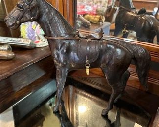 Wonderful Leather covered horse with glass eyes
