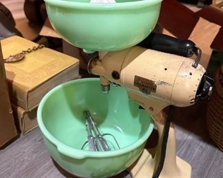 Wonderful old Jadeite Mixer on Sunbeam Stand