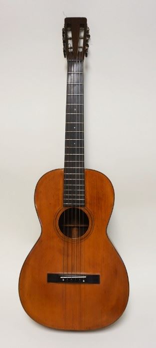 	EARLY C.F. MARTIN & CO 6 STRING ACOUSTIC PARLOR GUITAR, NAZARETH PA, APPROXIMATELY 37 IN LONG, NECK 23 1/2 IN
