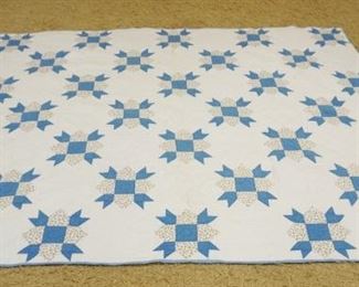 	HAND SEWN QUILT, WEATHER VANE PATTERN APPROXIMATELY 7 FT 6 IN X 5 FT 9 IN
