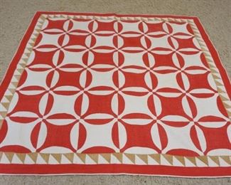 	ANTIQUE HAND SEWN QUILT, ROB PETER TO PAY PAUL PATTERN, SOME WEAR, APPROXIMATELY 5 FT 10 IN X 6 FT 3 IN
