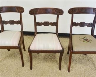 	SET OF 3 CARVED WALNUT SIDE CHAIRS
