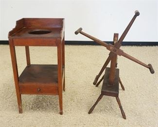 	ANTIQUE 1 DRAWER WASH STAND AND FLAX WINDER
