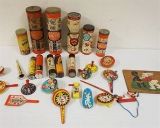 	LOT OF VINTAGE CILDRENS TOYS, NOISE MAKERS & PUZZLES
