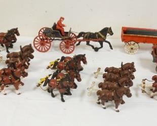 1133	LARGE LOT OF CAST IRON REPRODUCTION HORSE DRAWN TOYS & ACCESSORIES

