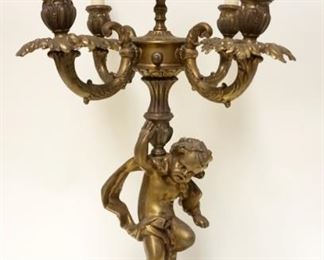 1143	CAST METAL CHERUB CANDELABRA LAMP, APPROXIMATELY 24 IN HIGH
