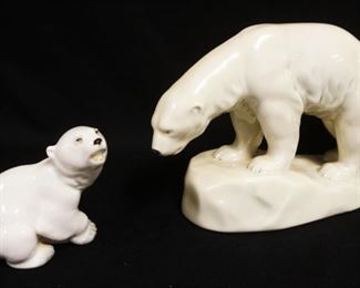 1180	LOT OF 2 PORCELAIN BEAR FIGURES, LARGEST APPROXIMATELY 8 IN HIGH, MARKED NORWAY
