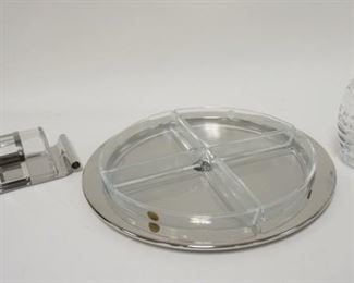 1206	3 PIECE ALESSI LOT, HONEY JAR 8 IN HIGH, BUTTER DISH 8 IN LONG, & 4 PART RELISH TRAY 12 3/4 IN
