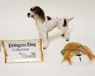 1265	LOT OF 4 GOEBEL DOG FIGURINES & PLAQUE, LARGEST APPROXIMATELY 7 IN HIGH
