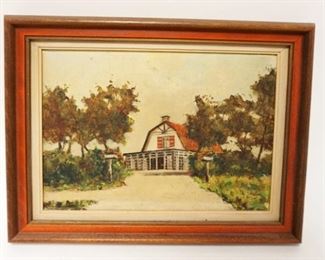 1264	OIL PAINTING ON CANVAS OF HOME IN WOODS ARTIST SIGNED LOWER RIGHT, APPROXIMATELY 10 IN X 12 IN OVERALL
