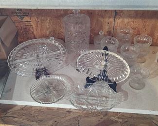 Assorted Leaded Pressed Glass Pieces