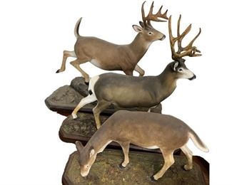 Trio of Louis Paul Jonas Deer Figurines