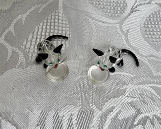 Pair Of Miniature Swarovski (?) Crystal Kitten Figurines&nbsp;

