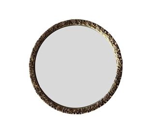 Vintage or Antique Circular Mirror with Gilt Floral Frame