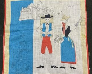 Vintage VAUD Switzerland Souvenir Handkerchief
