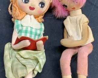 Lot 2 Vintage Fabric Dolls

