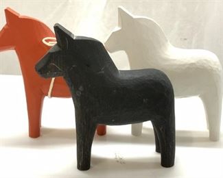 Set3 Carved Wood & Painted Donkeys
