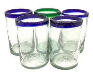 Set 5 Hand Blown Drinking Glasses
