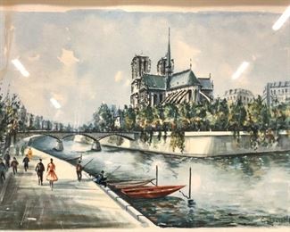 Ducollet Notre Dame Paris Framed Litho
