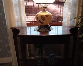 Antique Floral lamp and table 