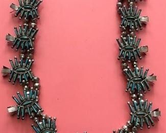 Silver Turquoise Squash Blossom 