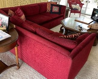 Red corduroy sofa - like new