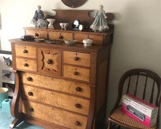 Antique Dresser, Cane Bottom Chair