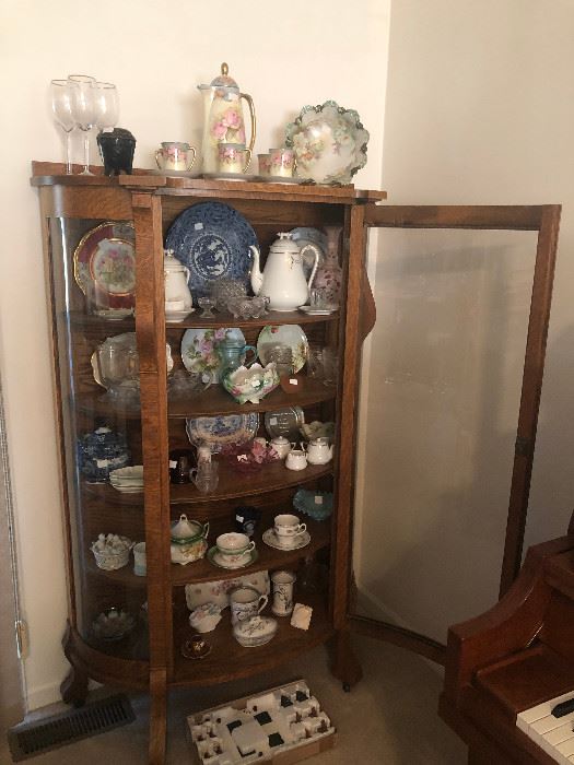Curved Glass China Cabinet, Glassware