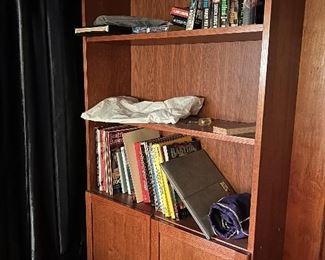 Wood bookcase with storage