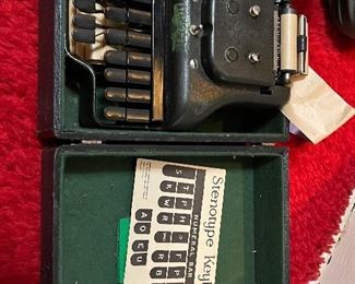 Vintage steno machine and booklet
