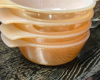 Fire King Peach Lusterware Two Handled Bowls