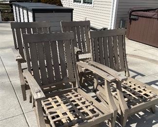 Outdoor patio chairs with cushions. 