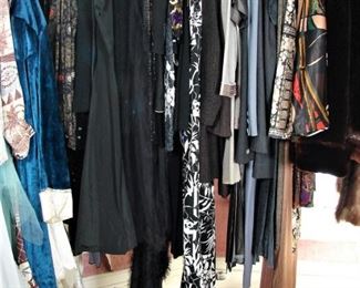 rack of black vintage clothes