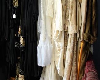 another rack of black, white and gold  vintage clothes
