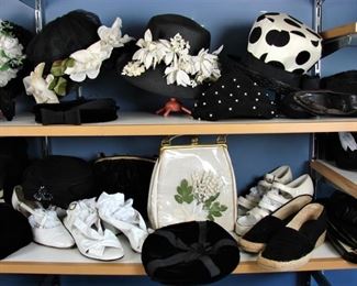 black and white vintage hats and shoes
