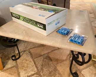 Square marble top wrought iron coffee table