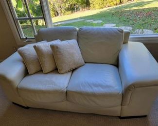 White leather loveseat 70"