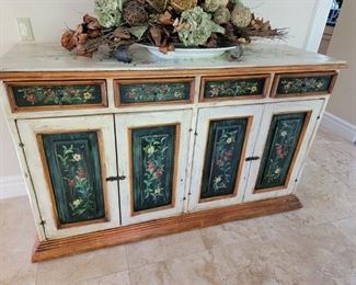 Hand painted cabinet - charming French 67” w x 42” h x 21” d 