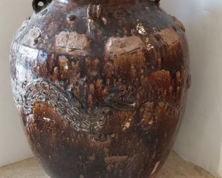 Antique Chinese Glazed Dragon Pot